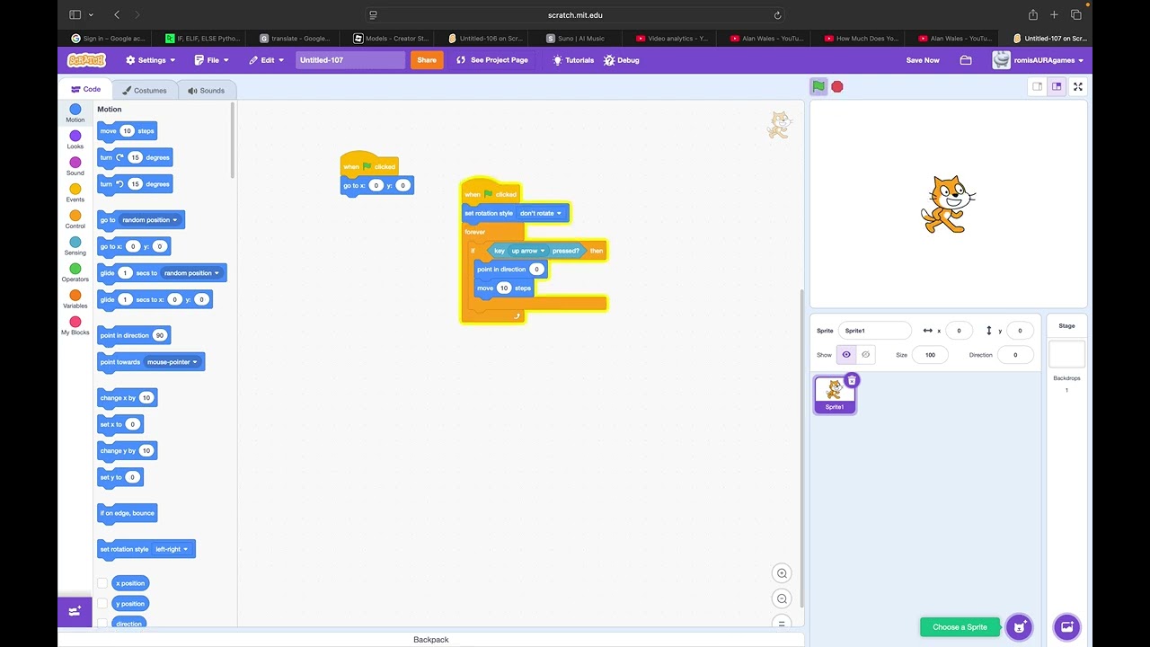 how to make move with arrow keys on scratch