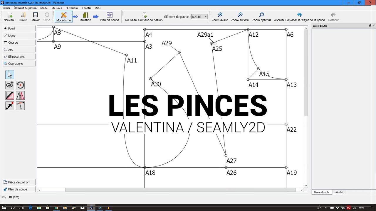 Ajouter et modifier des pinces, sur un patron, avec Valentina