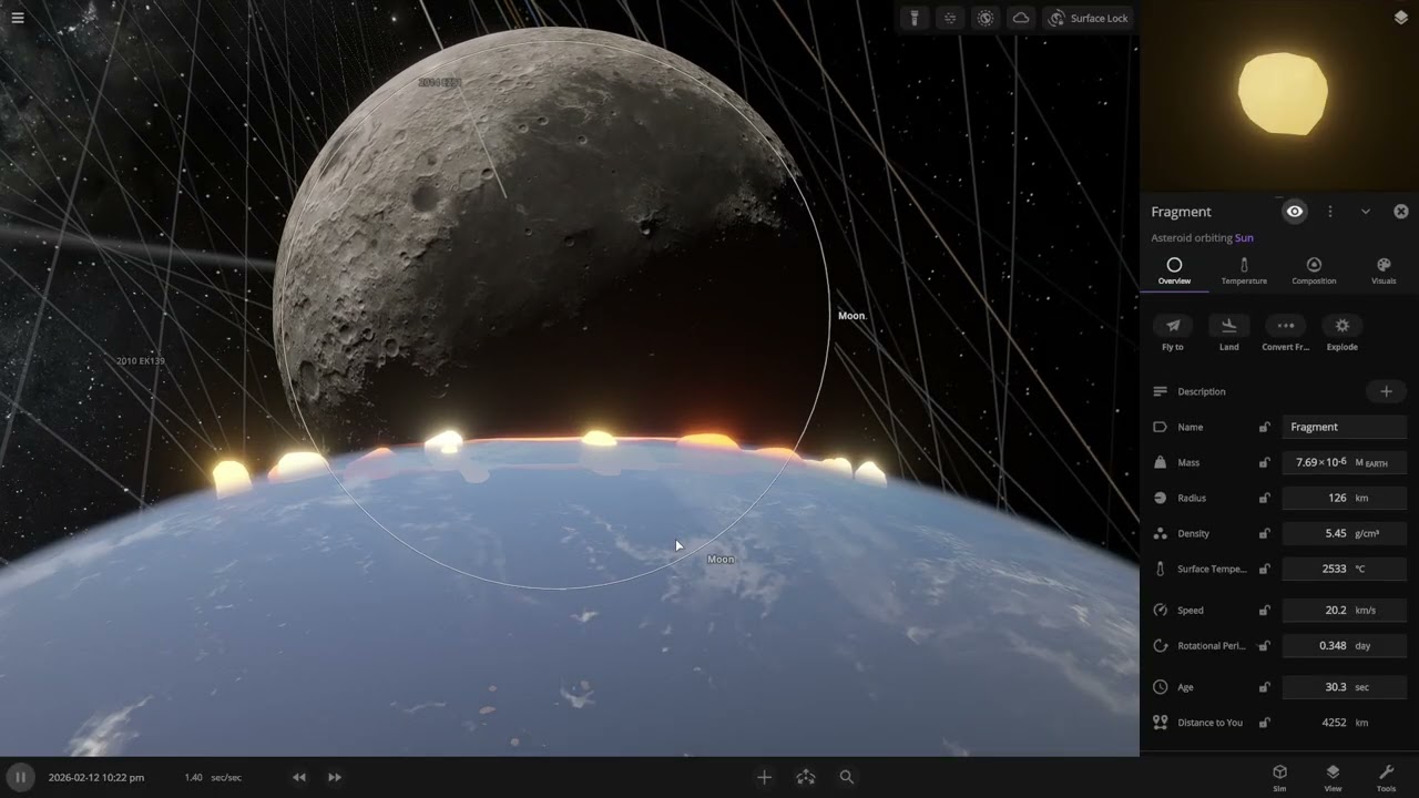 Universe Sandbox  throwing the moon at the earth will it survive?
