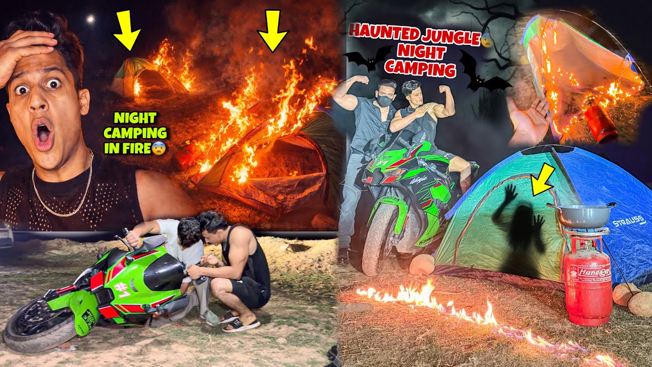 Fire😱 Night Camping in Haunted Jungle😭 Omg Watch till End💔 @aalyanvlogs1299 