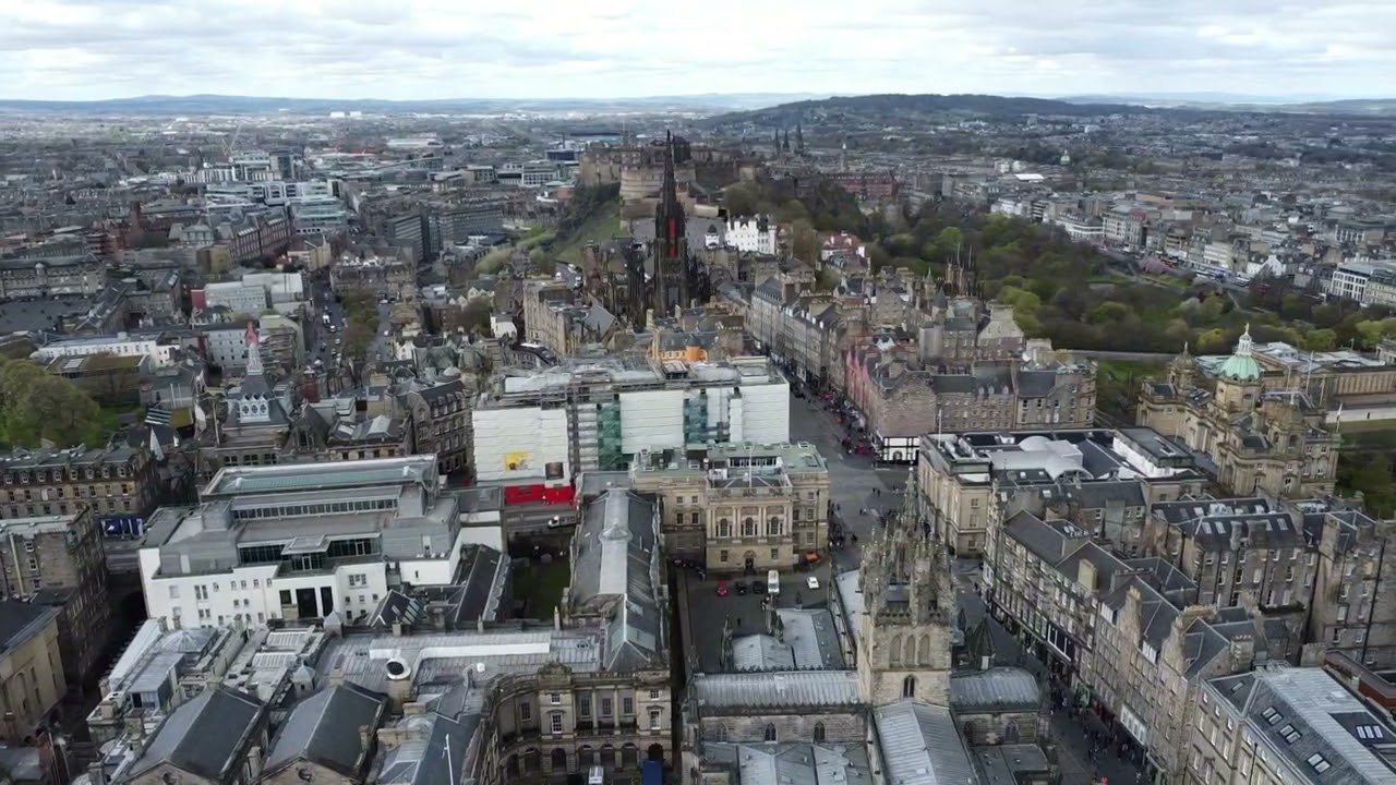 Drone footage of Oban, Edinburgh Old Town, Calton Hill, Scotland late April 2024