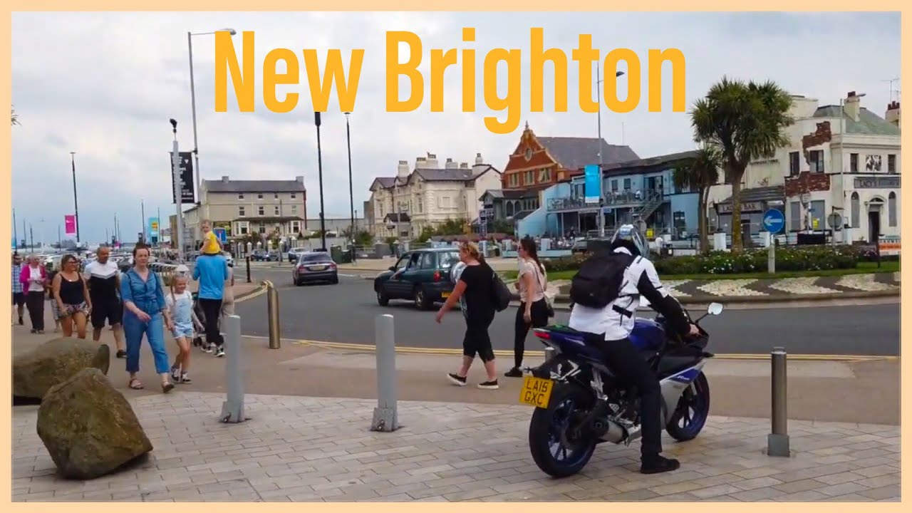 Walk around New Brighton Wirral along the river Mersey. 2019 beach, fair and shops