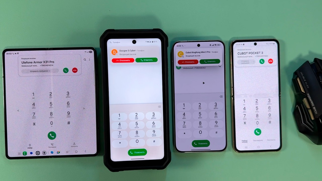 Incoming call Samsung Galaxy ZFold4 Poco F7 Samsung Flip4 with mouse control