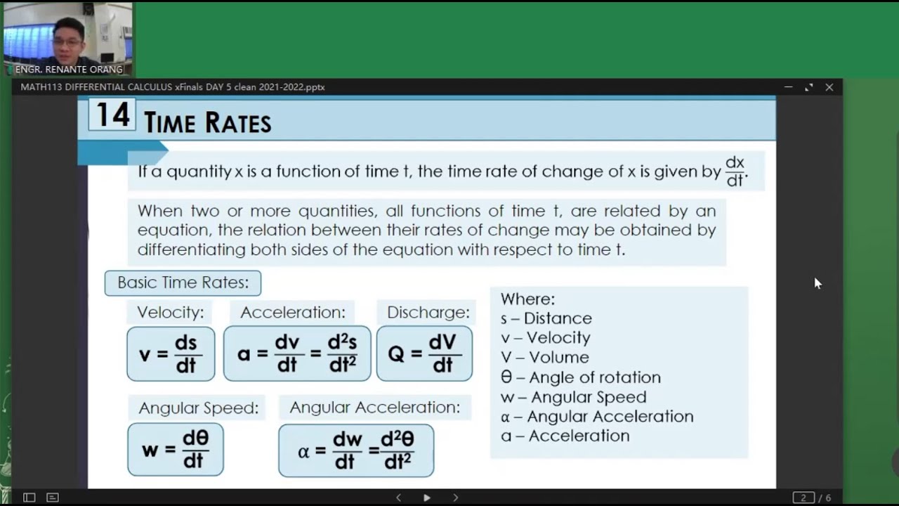 DIFFERENTIAL CALCULUS - TIME RATES