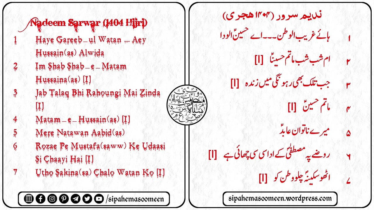Nadeem Sarwar | Nauhay | 1404 Hijri (ندیم سرور | نوحے | ۱۴۰۴ ھجری)