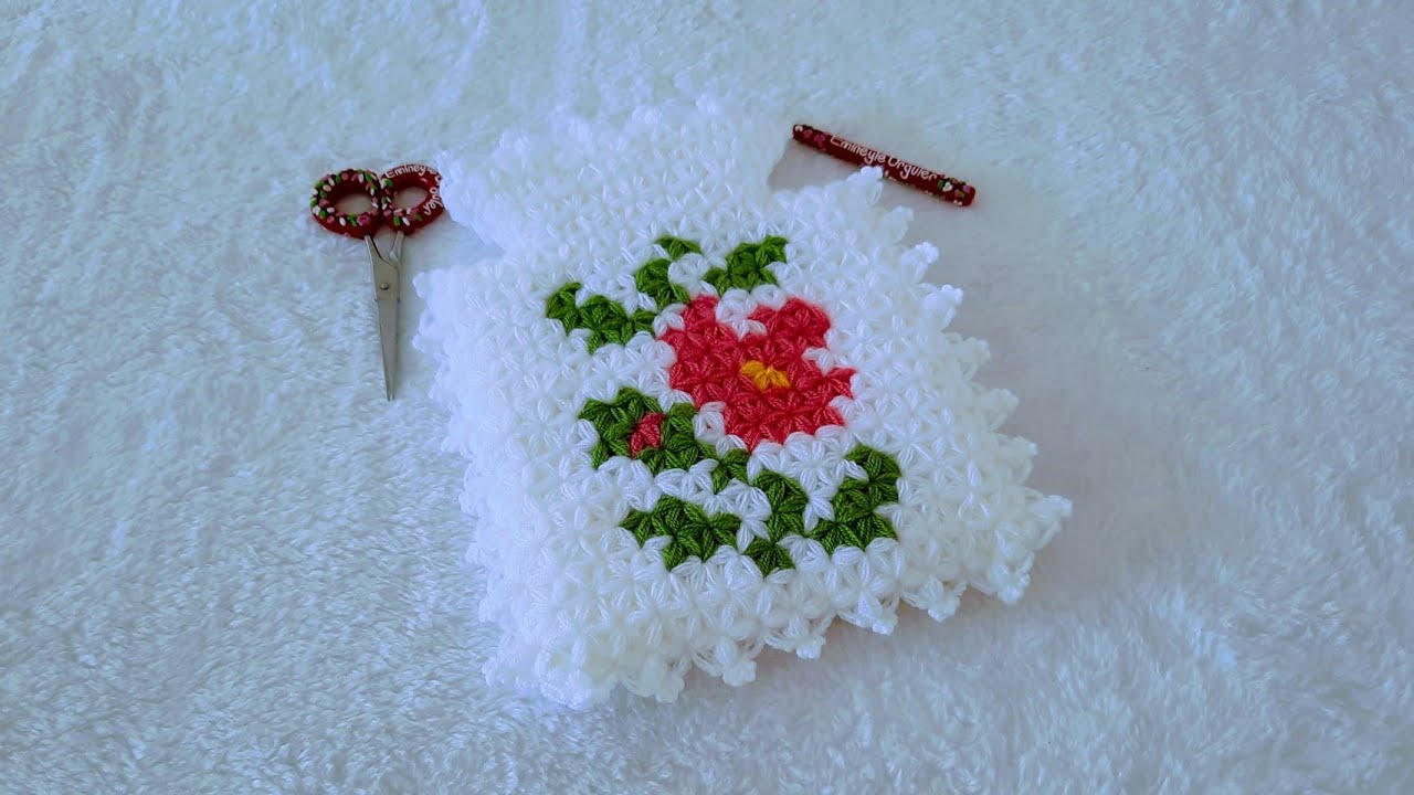 2024💜cicekli kese lif modeli🧶how to crochet 🌷#tigisi #enyenimodeller #knitting