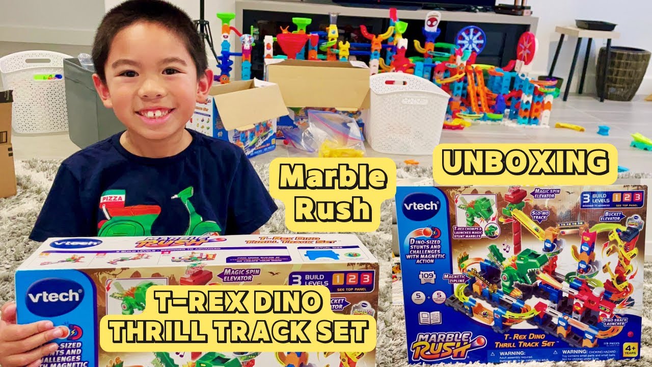 UNBOXING BRAND NEW MARBLE RUSH T-REX DINO THRILL TRACK SET @timothyspreciousmoments