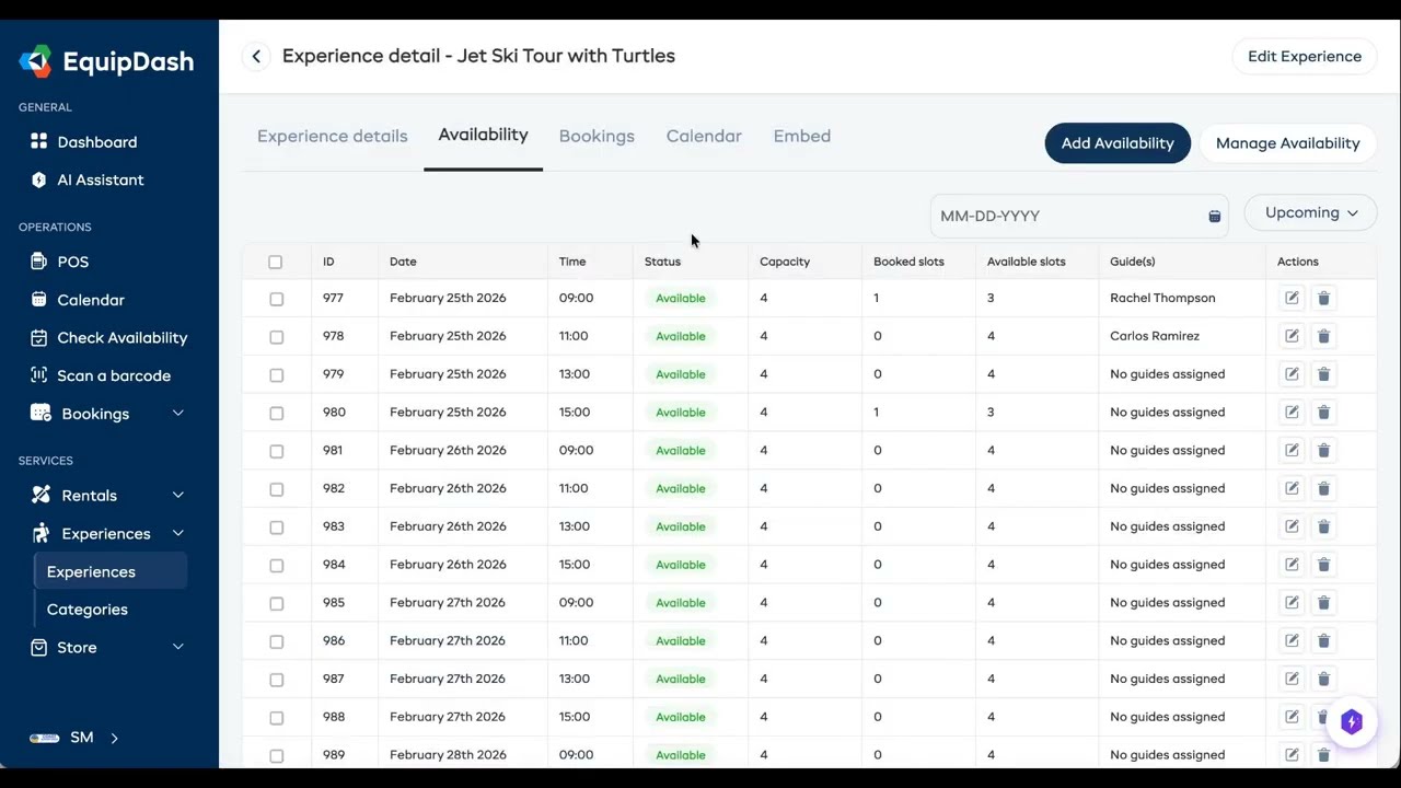 Guide Assignment — Manage Manifests & Track Group Sizes | EquipDash