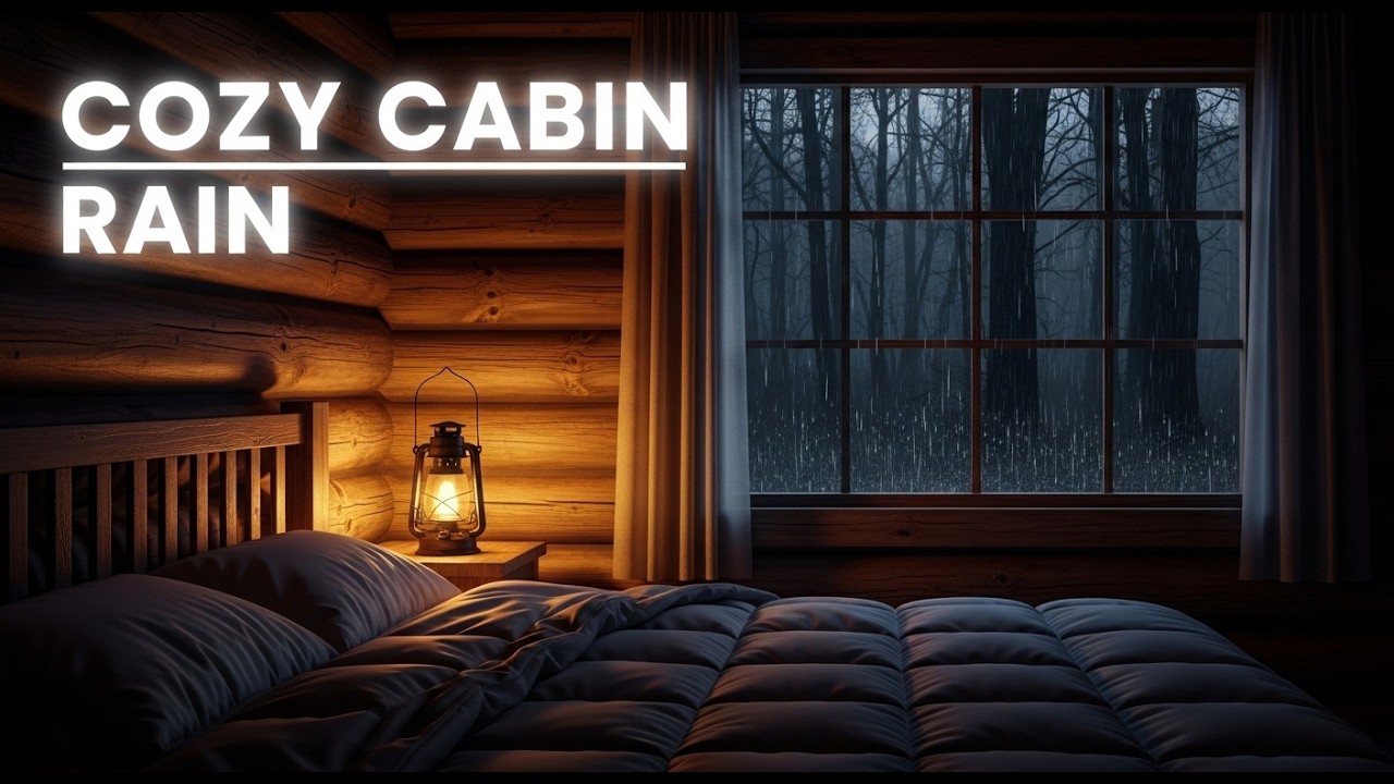 ASMR Rain in a Cozy Cabin 🌧️ | Night Forest Rain | 4 Hours