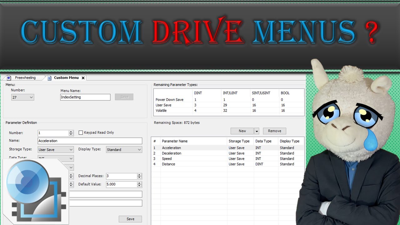 Custom Menus in Control Techniques VFDs &mdash; Full Tutorial with Machine Control Studio.
