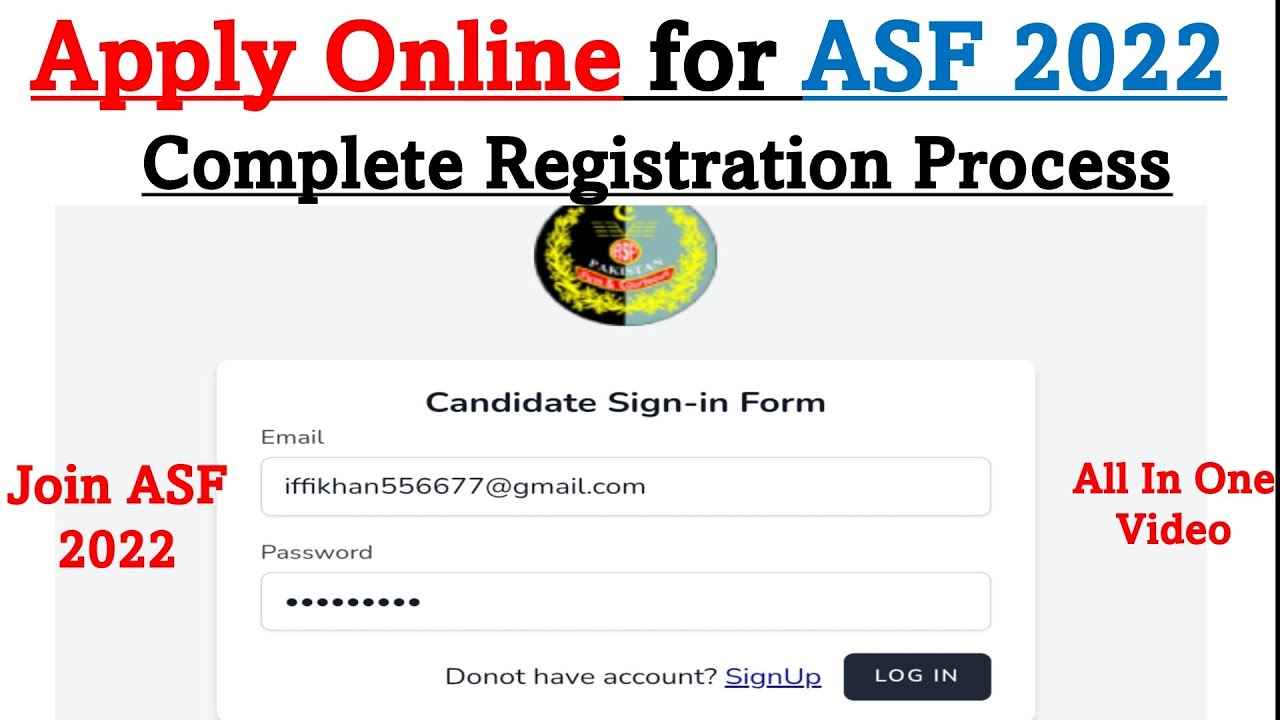 Online Apply ASF Registration Form 2022 Complete Process | Online Apply Asf 2022 | Asf Jobs 2022