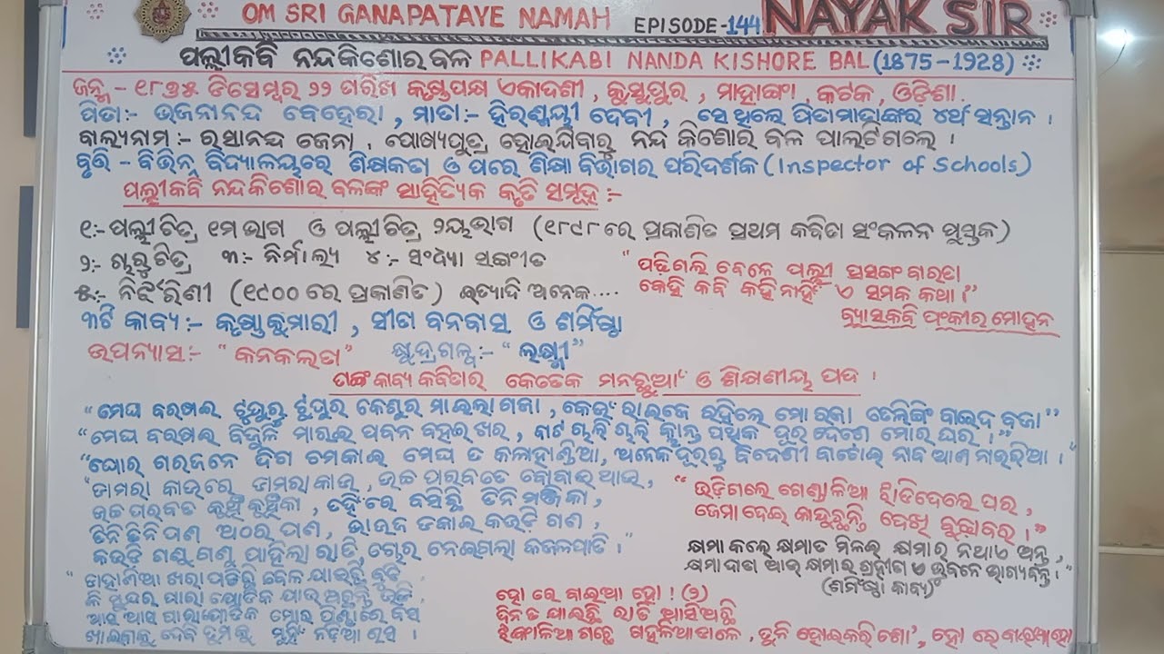 ପଲ୍ଲୀକବି ନନ୍ଦକିଶୋର ବଳ ଓ ସାହିତ୍ୟିକ କୃତି ସମୂହ Palli Kabi Nandakishore