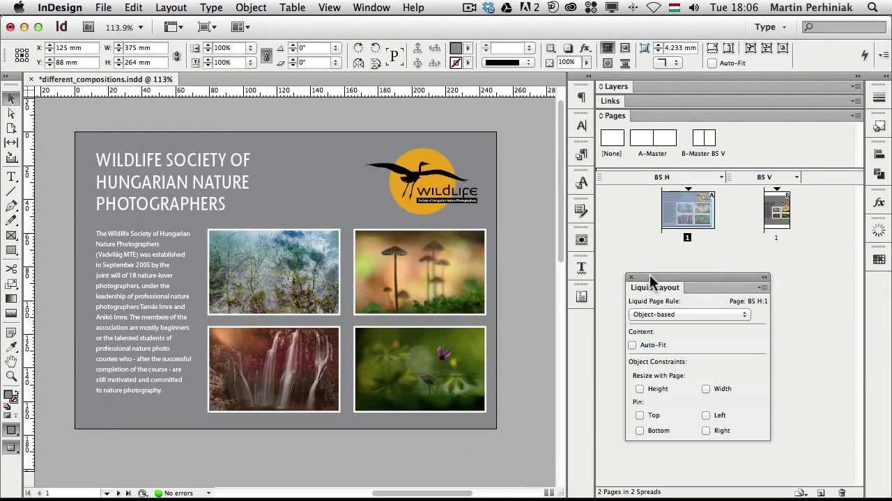 Работа с адаптивной компоновкой в ​​Adobe InDesign