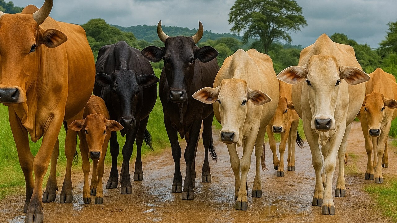 WOW AMAZING, Dozens of Cattle Walking in droves to the pen, Cows Mooing, Cute Cows Walking Leisurely