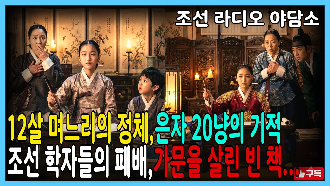 은자 스무 냥에 팔려온 12살 천재 며느리, 조선 최고의 학자들을 무릎 꿇린 기막힌 반전 l 야담 l 옛날이야기 l 오디오북 l 천재소녀 l 전래동화 l 조선라디오야담소.