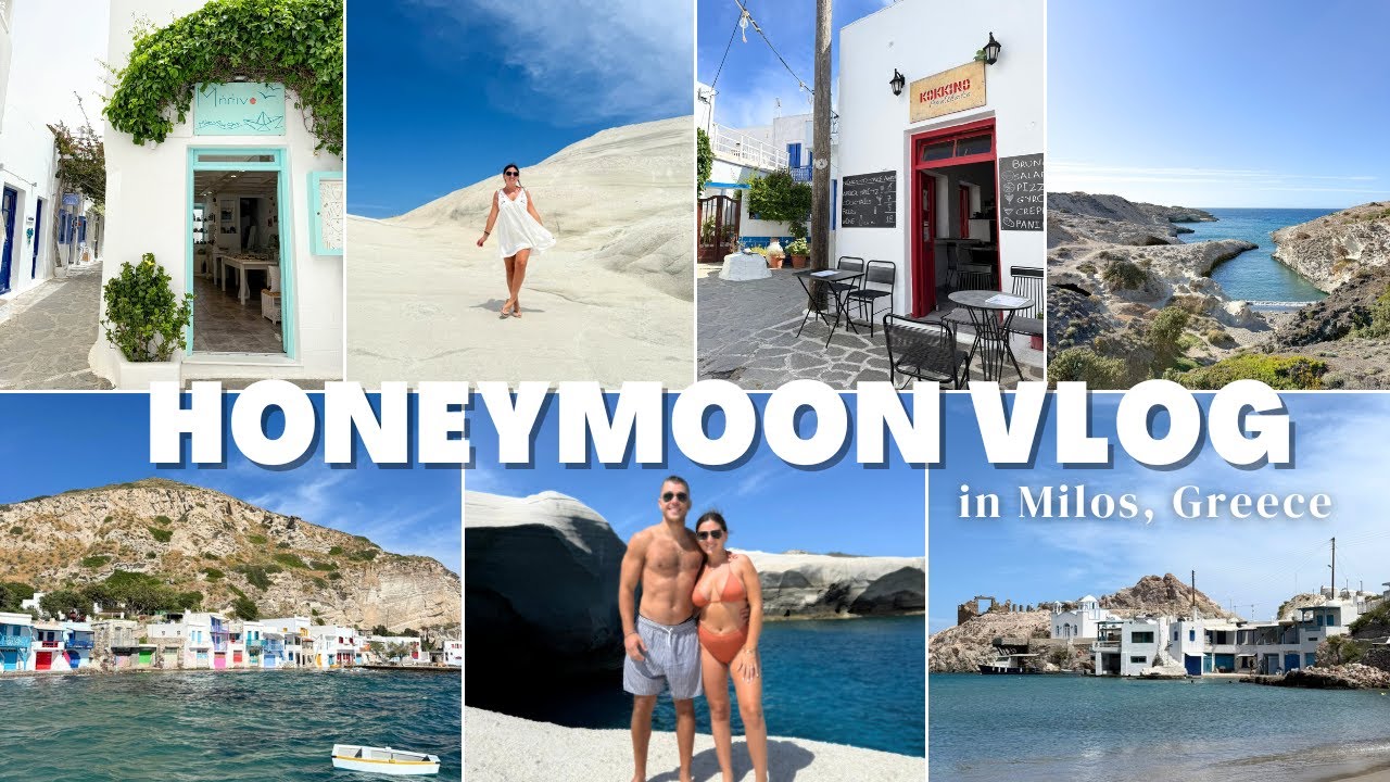 MILOS GREECE VLOG | part 1 of our honeymoon - crystal clear beaches, winery in a cave & amazing food