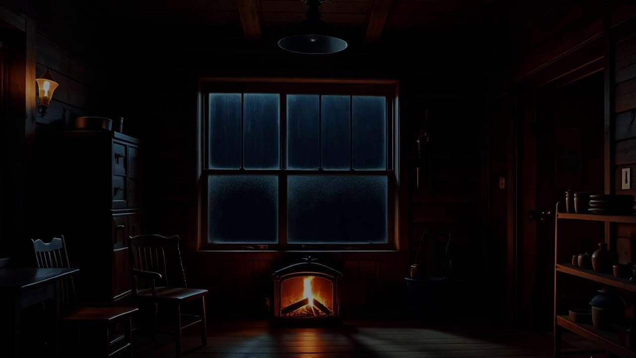 Peaceful Rain on Window Sounds with Crackling Fireplace Sounds for Relaxation