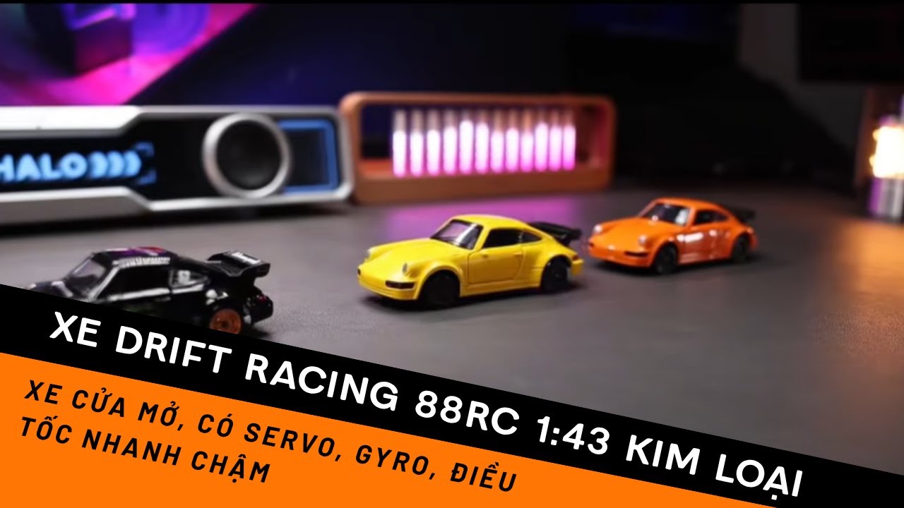 Xe drift điều khiển kim loại 1/43 cửa mở, có servo và gyro