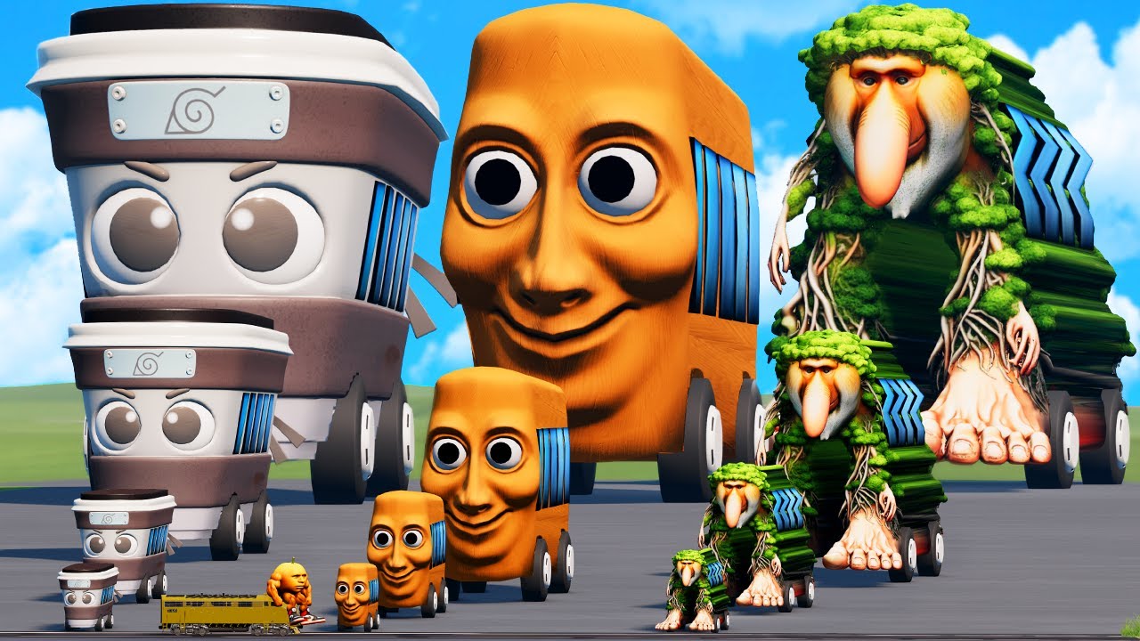 Big & Small Tung Tung Sahur Bus vs Brr Brr Patapim Bus vs Cappuccino Assassino Bus | BeamNG.Drive