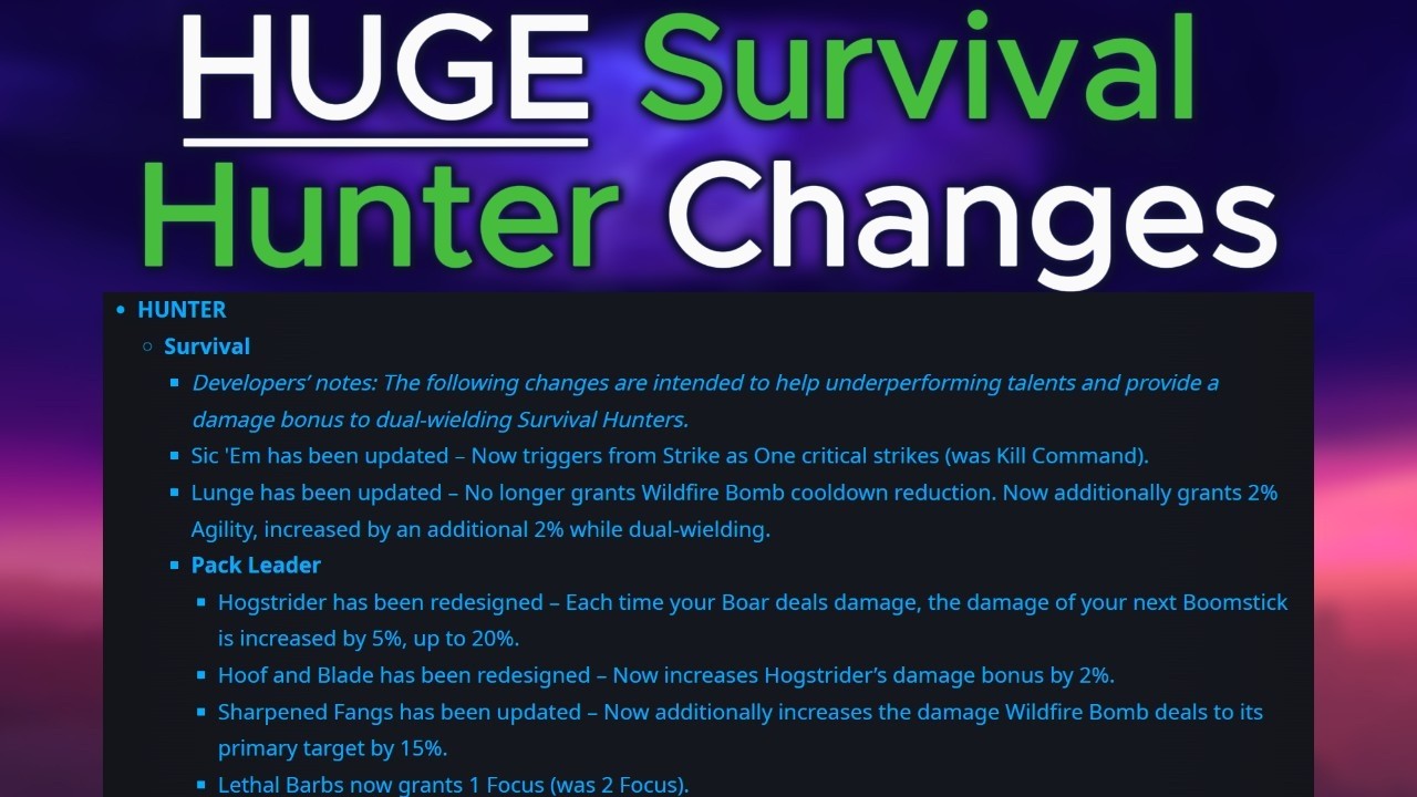 HUGE Survival Hunter Changes in 12.0.5! Dual Wield Fixed, Hogstrider Buffs, and More!