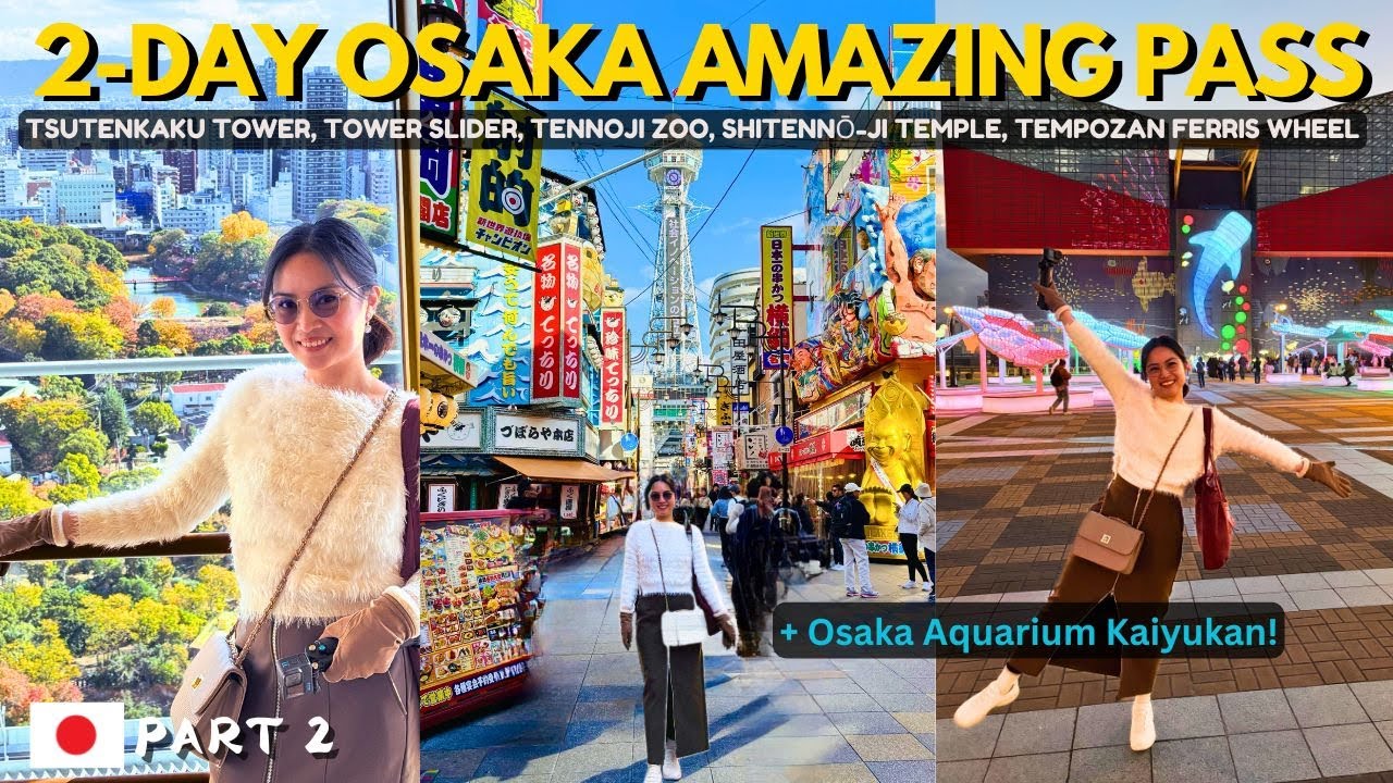 🇯🇵 Osaka Amazing Pass DAY 2: Tsutenkaku Tower, Tennoji Zoo, Shitennoji Temple, Tempozan Ferris Wheel