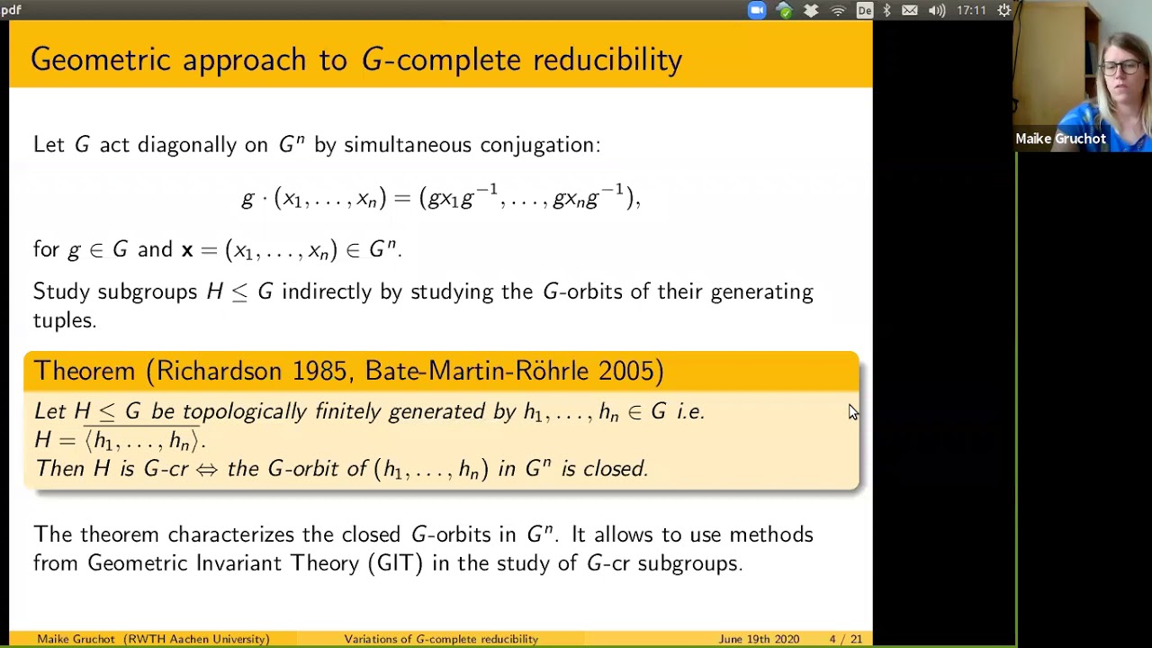Maike Gruchot, Variations of G-complete reducibility