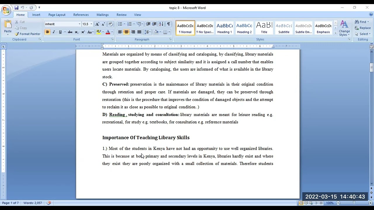 Topic 8 LIBRARY SKILLS