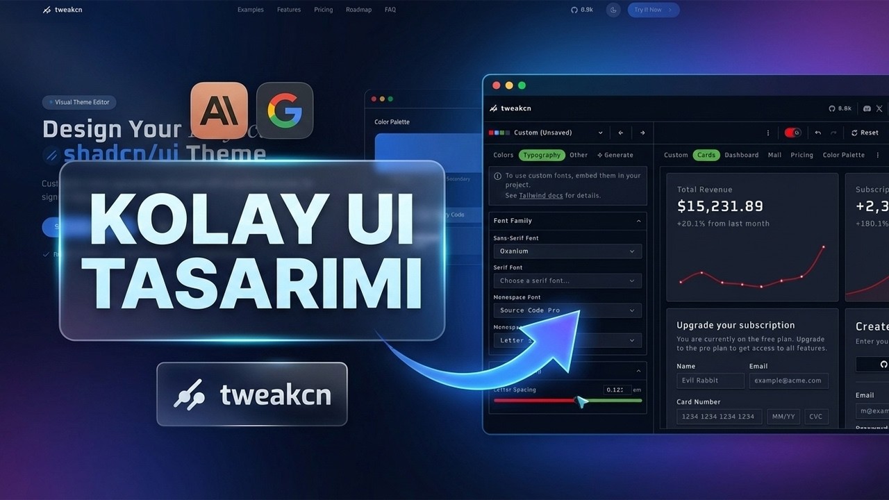 Tweakcn ile UI Tasarlamak Bu Kadar Kolay! (Opus 4.5 / Gemini 3 Pro)