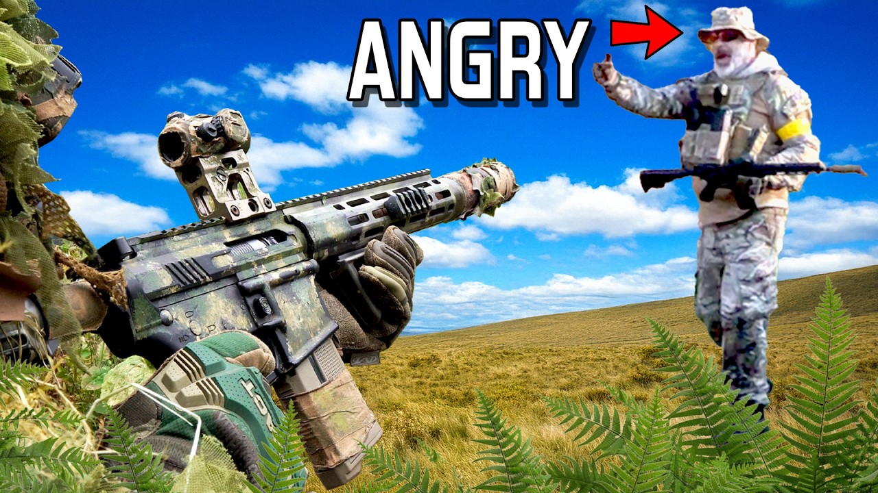 I Beat Him. He Got Mad! (Ghillie Sniper Airsoft Battle)