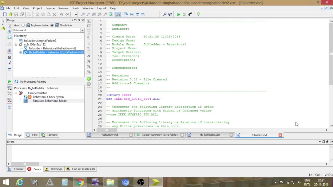 full adder using half adder in vhdl