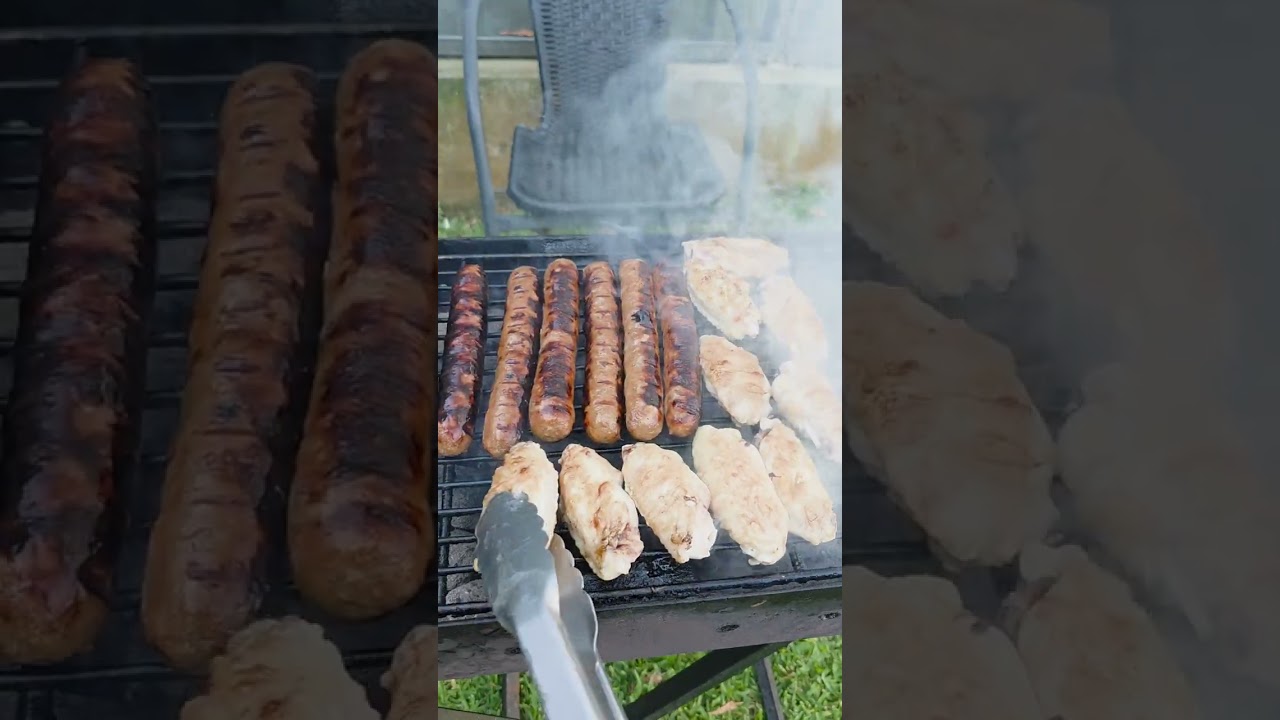 I did NOT burn the sausages!!! #sausages #steak #BBQ #Chickenwings