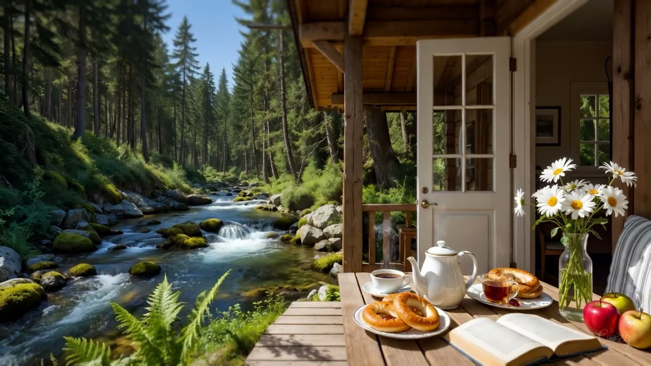Morning Coffee by Rushing River | Cozy Cabin Serenity