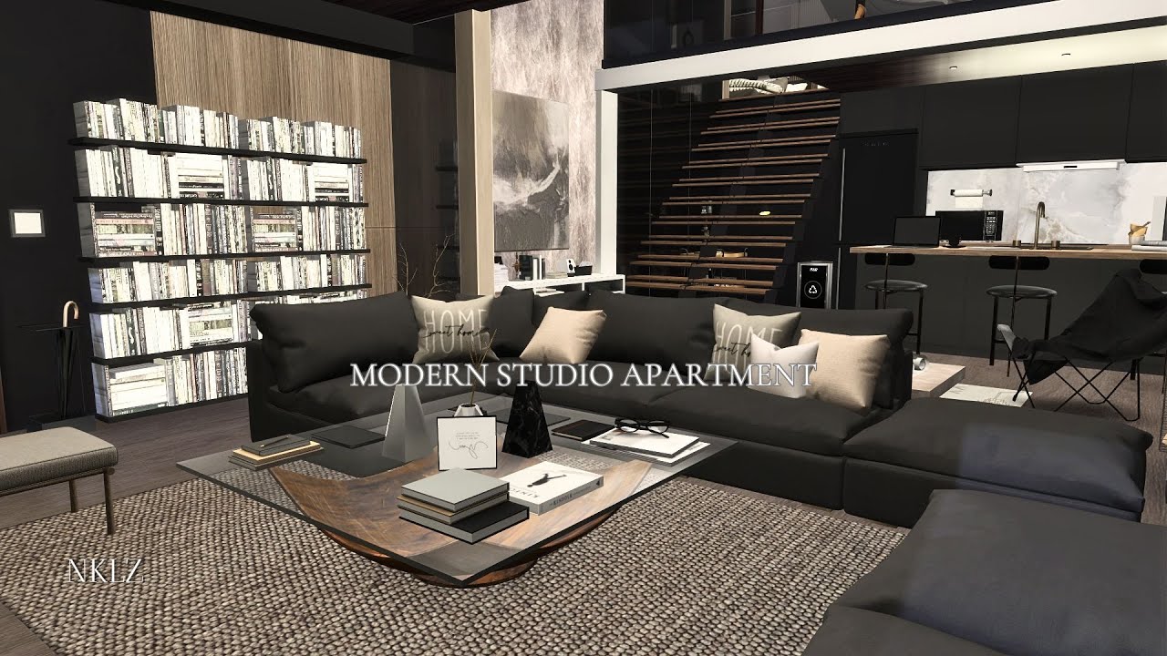 Modern Studio Apartment || Sims 4 San Myshuno || Home Tour || CC build (TRAY+CC+LINKS)