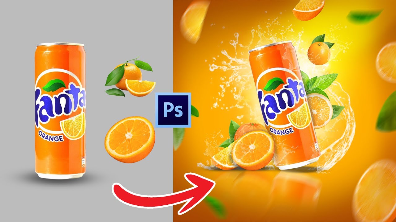 Photoshop Tutorial | Graphic Design | Fanta Poster Design 🥤 Create a Juicy Beverage Ad Like a Pro!