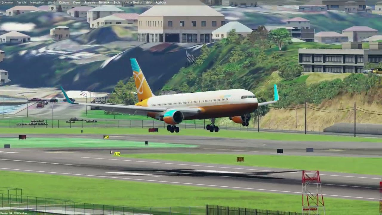 767-300ER final landing in Wellington