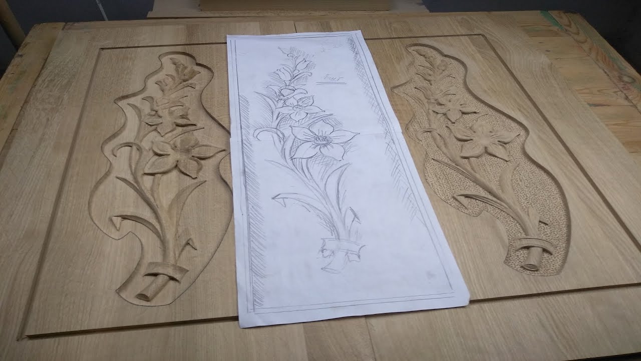 Production of carved panels, wood carving