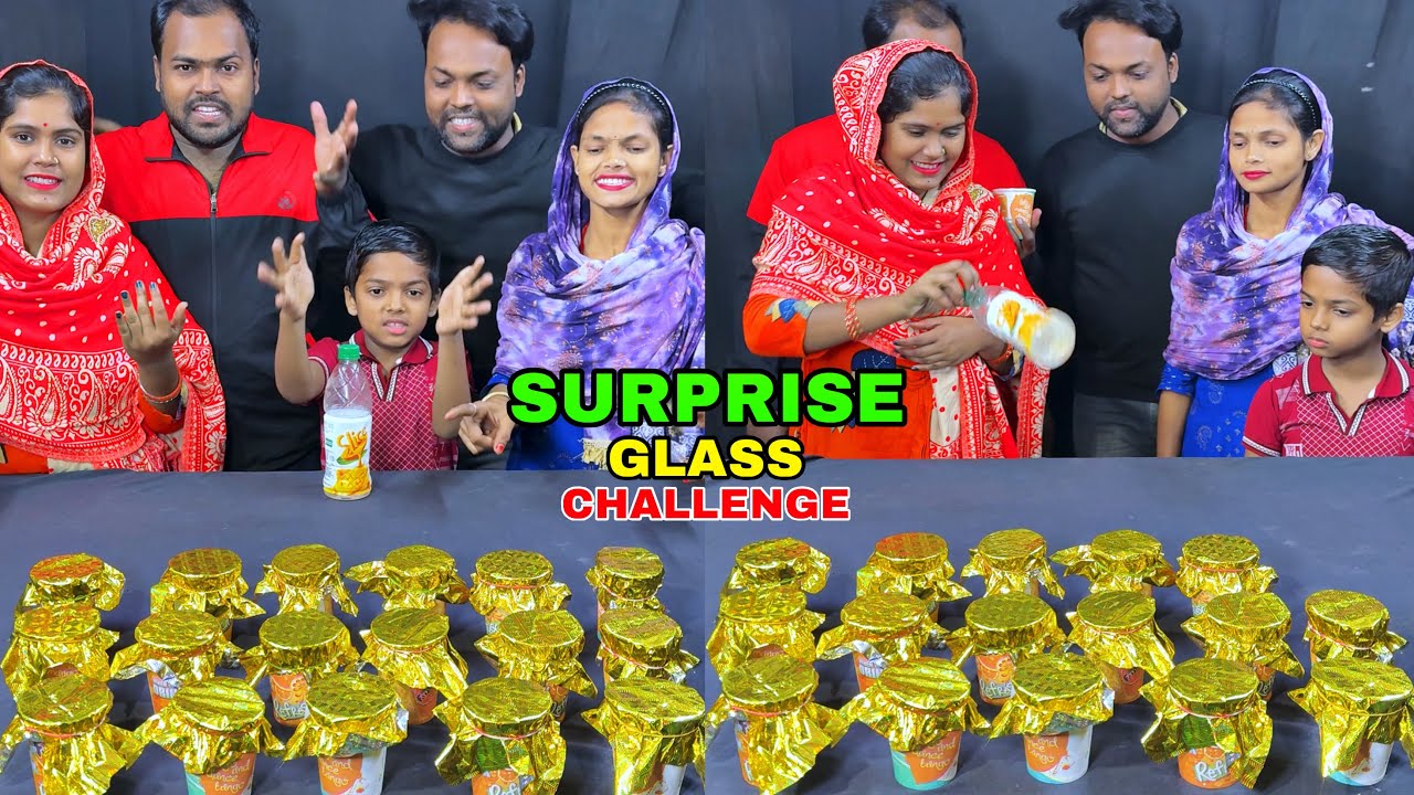 Funny Surprise Glass Challenge With Family 