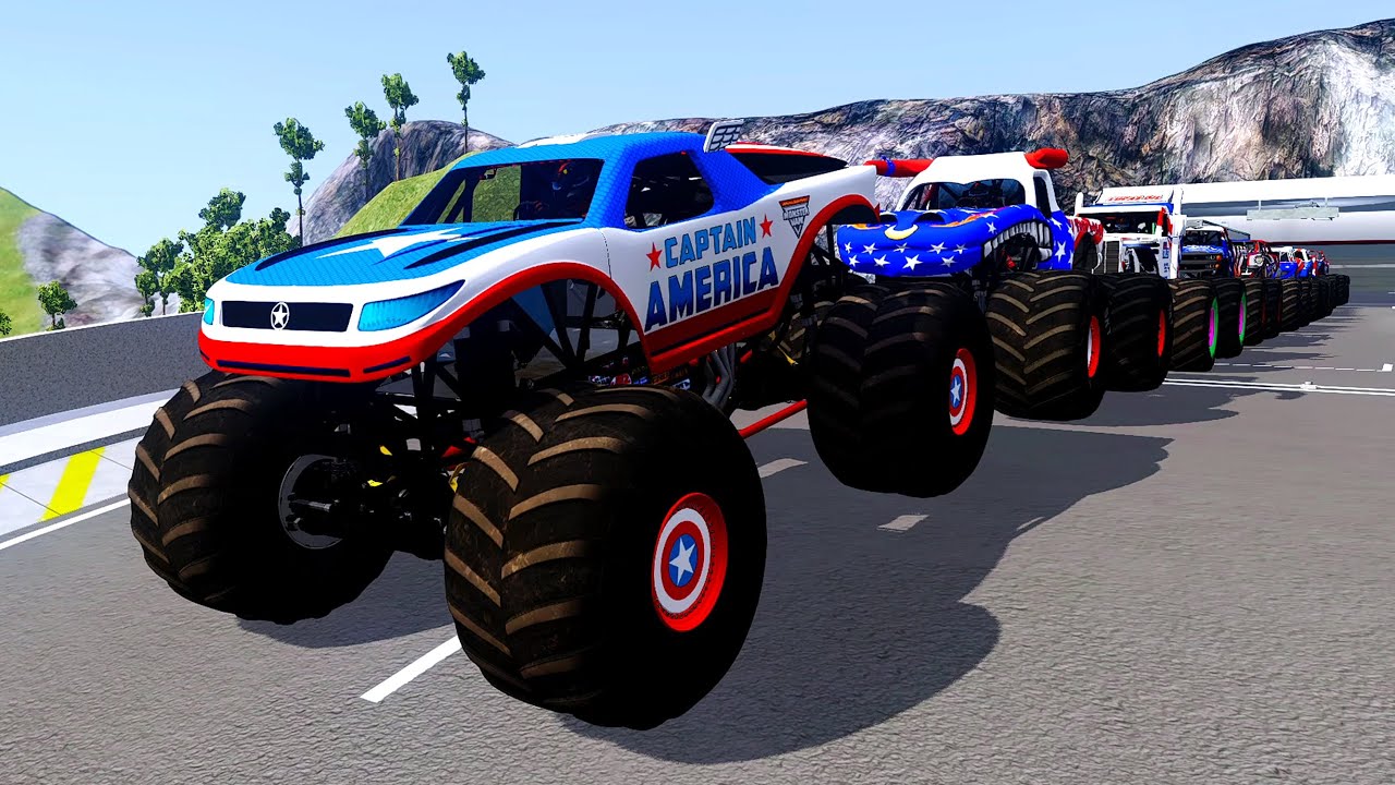 Epic High Speed monster trucks jumps & crashes #008 | BeamNG Drive