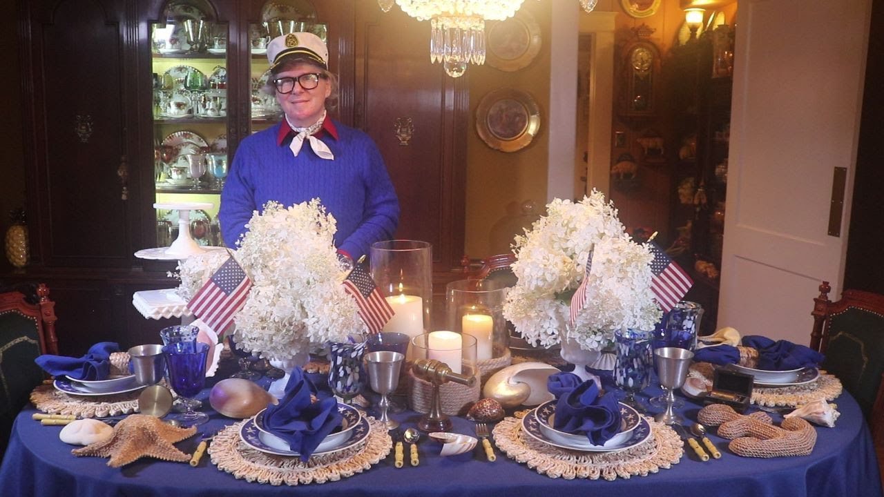 Summertime Nautical Tablescape - 4th Of July Table Setting