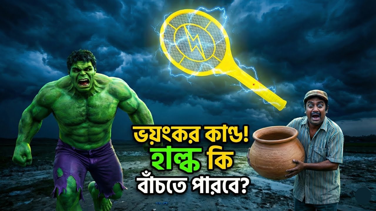 হাল্ক কি বাঁচতে পারবে? পুকুরে পড়লো ৫০ হাত মশা মারার ব্যাট! | Funny AI Halk Video