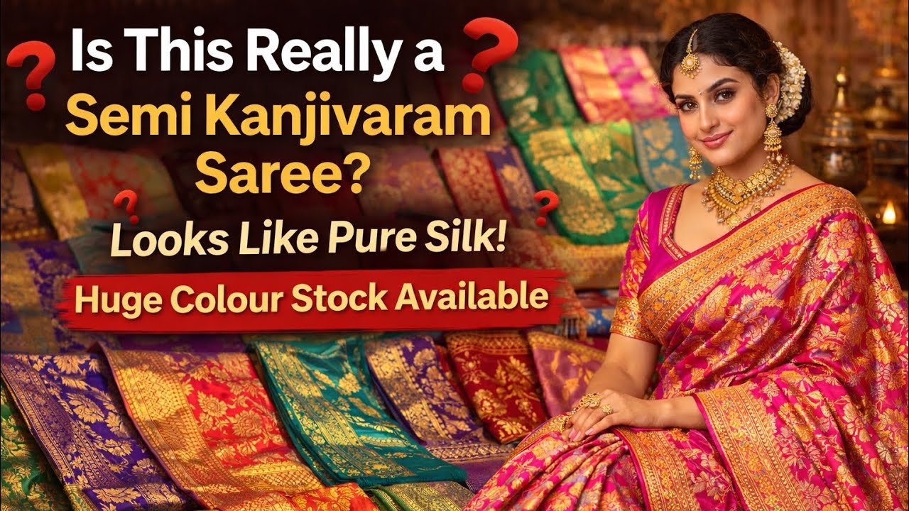 Is This Really a Semi Kanjivaram Saree? | Looks Like Pure Silk! Huge Colour Stock Available