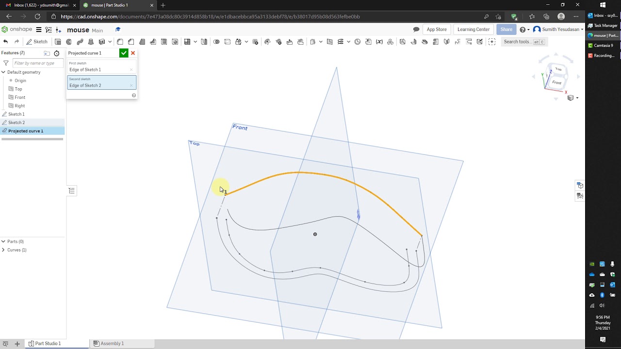Onshape software fixing the issues with projected curves