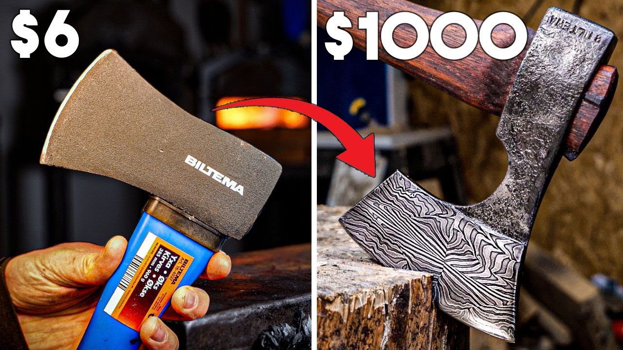 I Forged a $6 Hardware Store Axe Into a $1000 Damascus Axe