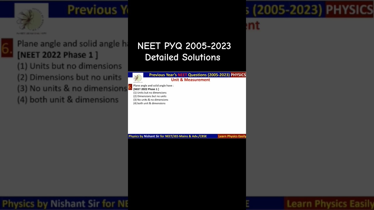 PLANE AND SOLID ANGLE || NEET 2005-2023 PYQ DETAILED SOLUTION|| 