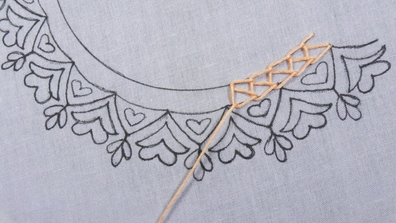 Splendid neckline design hand embroidery with easy  following tutorial🥰🥰