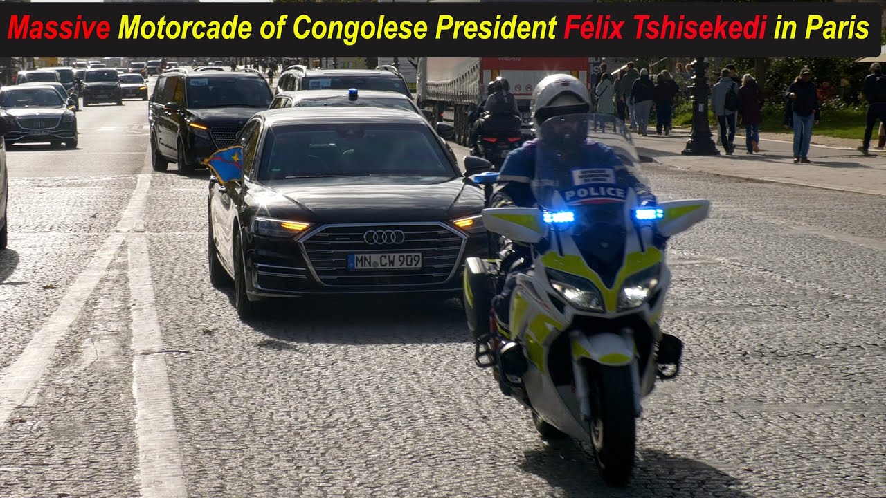 Massive Motorcade of Congolese President Félix Tshisekedi in Paris