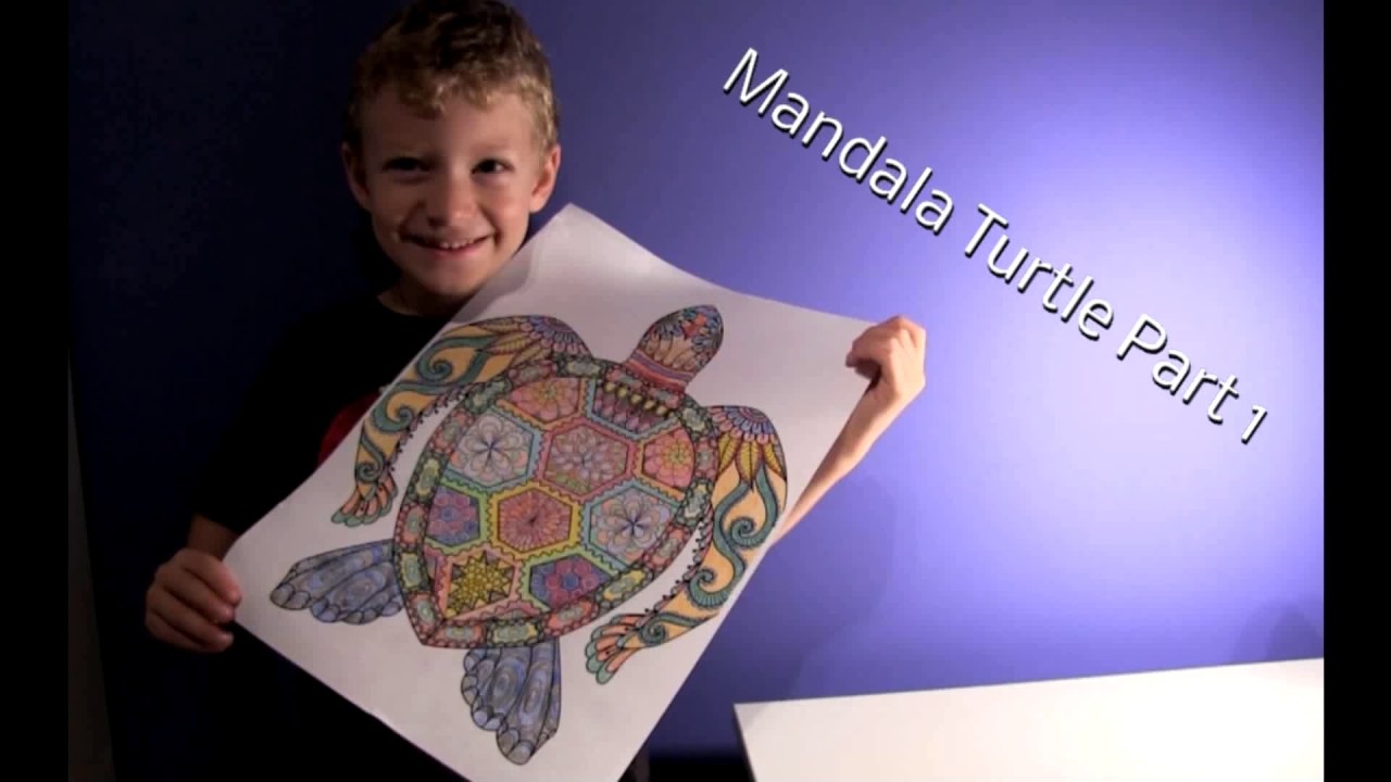 PART 1 - Coloring Mandala Turtle with colored pencils / malen Mandala Schildkr&ouml;te mit Farbstiften