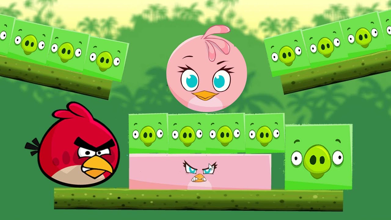 Angry Birds Kick Piggies - SAVE THE RECTANGLE STELLA FROM MANY SQUARE PIGGIES BY KICKING THEM!