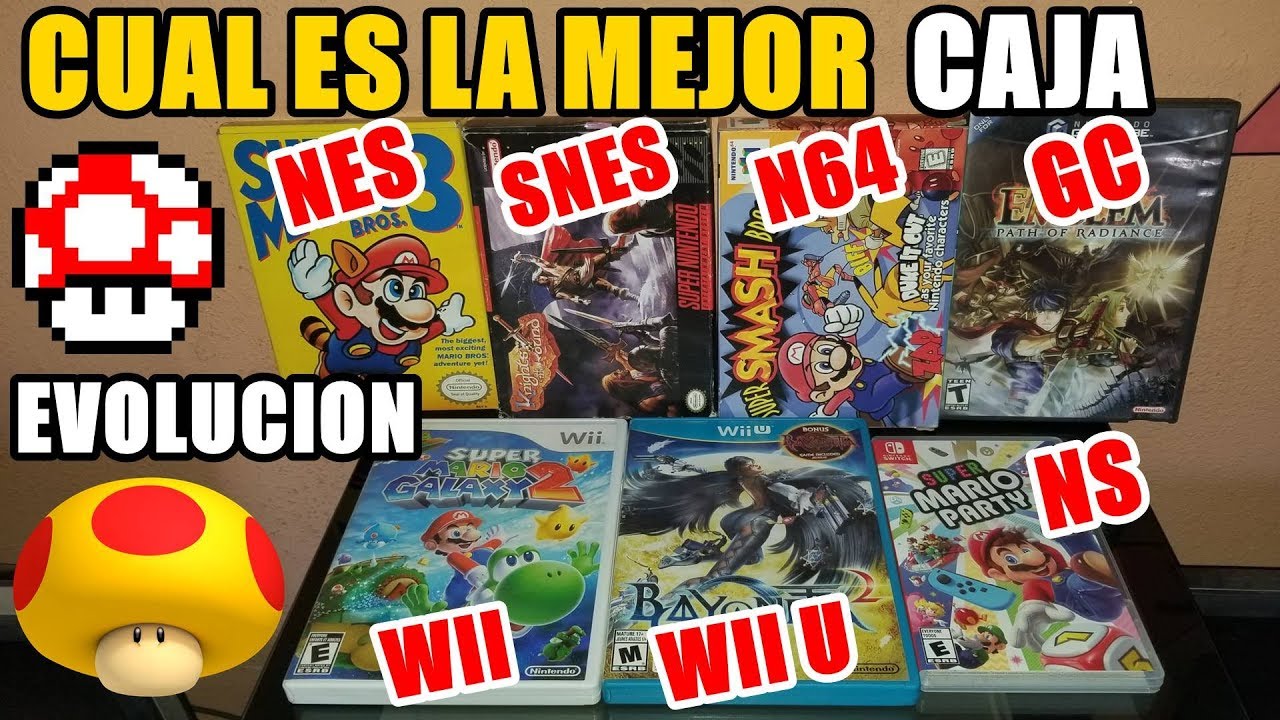 Evolución de las Cajas de Juegos de Nintendo NES SNES N64 Gamecube Wii Wii U y Switch