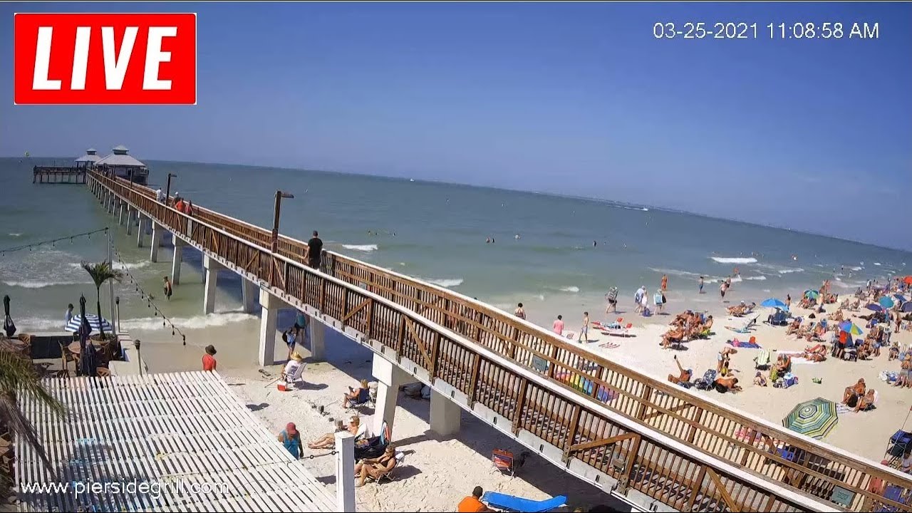 Florida Live Beach Cam on Fort Myers Beach Pier at Pierside Bar and Grill